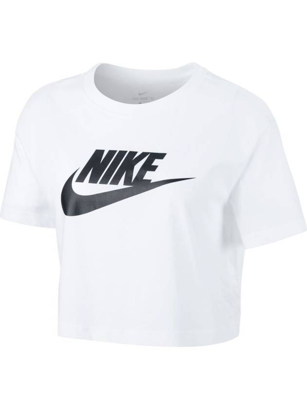 Women's Sportswear Essential Crop Short Sleeve T-Shirt White - NIKE - BALAAN 1