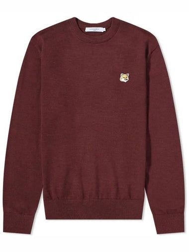 Fox Head Patch Classic Round Neck Knit Top Wine - MAISON KITSUNE - BALAAN 1