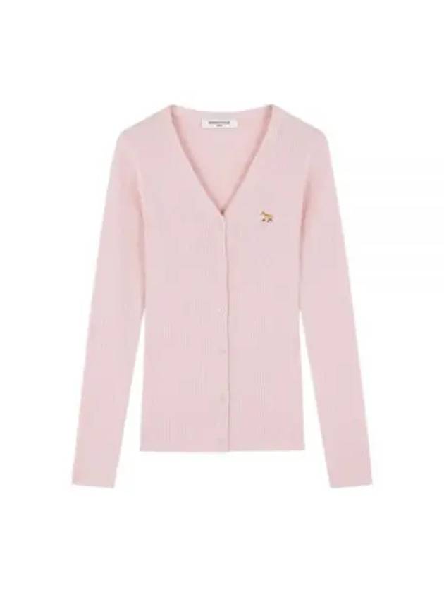 Baby Fox Patch Fine Ribbed Cardigan Pale Pink - MAISON KITSUNE - BALAAN 2