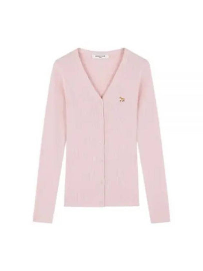 Baby Fox Patch Fine Ribbed Cardigan Pale Pink - MAISON KITSUNE - BALAAN 2