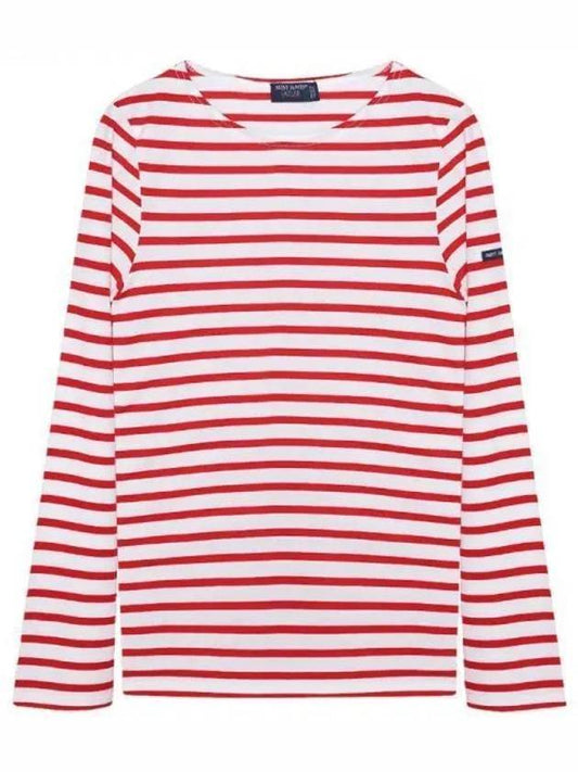 Minquiers Modern Stripe Long Sleeve T-Shirt Red - SAINT JAMES - BALAAN 1