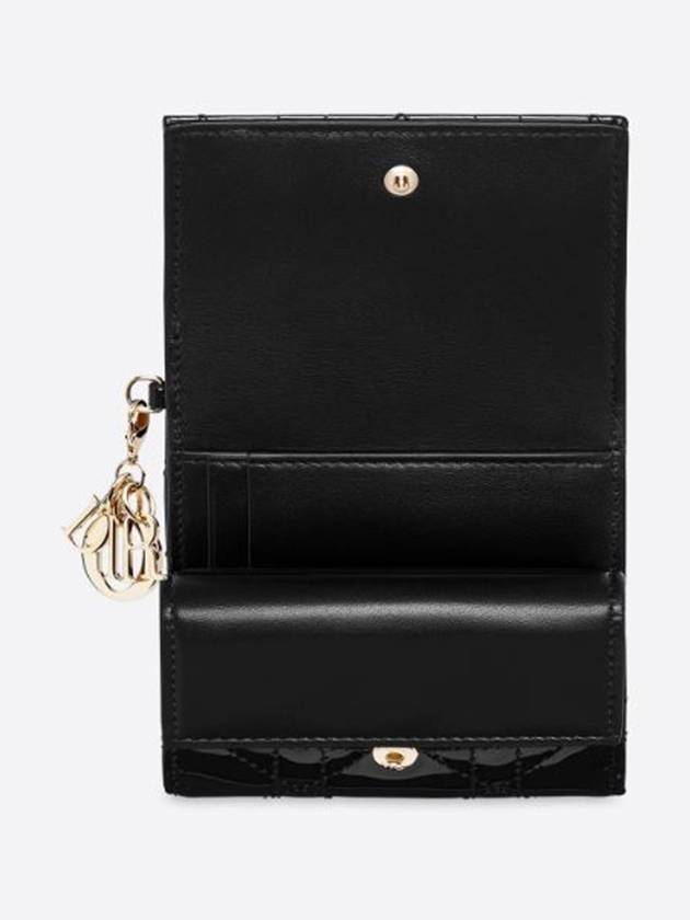 Lady Lotus Patent Cannage Half Wallet Black - DIOR - BALAAN 4