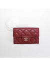 Classic Card Holder Grained Shiny Calfskin Gold Metal Burgundy - CHANEL - BALAAN 3