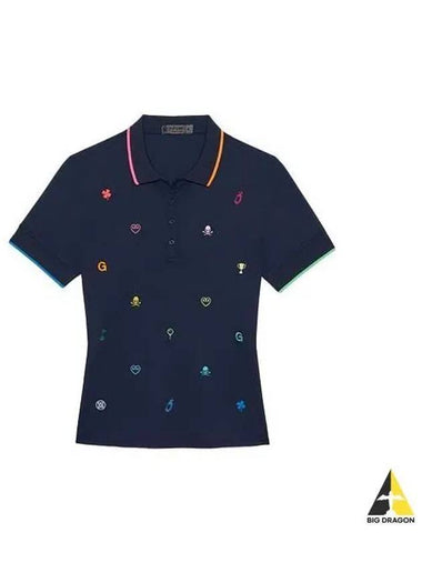 GFORE Women s Mini Icon Polo Pique Short Sleeve Dark Navy G4LS23K802A - G/FORE - BALAAN 1