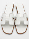 Oran Calfskin Slippers Blanc - HERMES - BALAAN 3