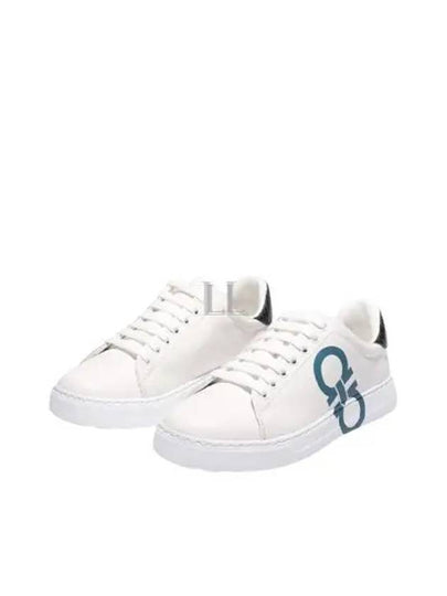 Number Gancini Low Top Sneakers White Mediterranean Blue - SALVATORE FERRAGAMO - BALAAN 2