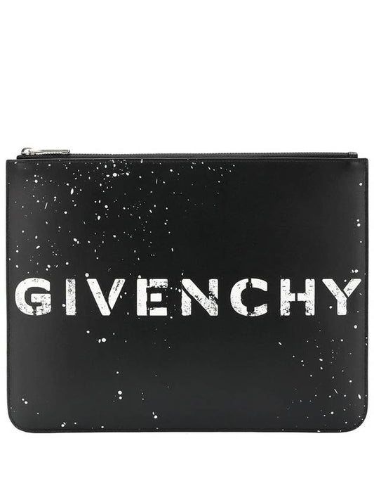 Logo Zipper Clutch Bag Black - GIVENCHY - BALAAN 2