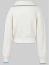 Women's Willow Wool Line Zip-up Knit Top Navy White - MICANE - BALAAN 7