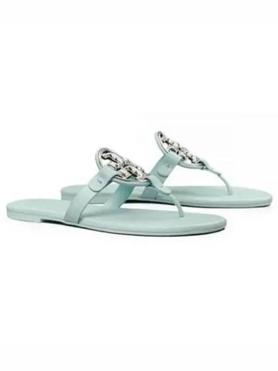 Women's Metal Miller Soft Flip Flops Light Blue - TORY BURCH - BALAAN 2