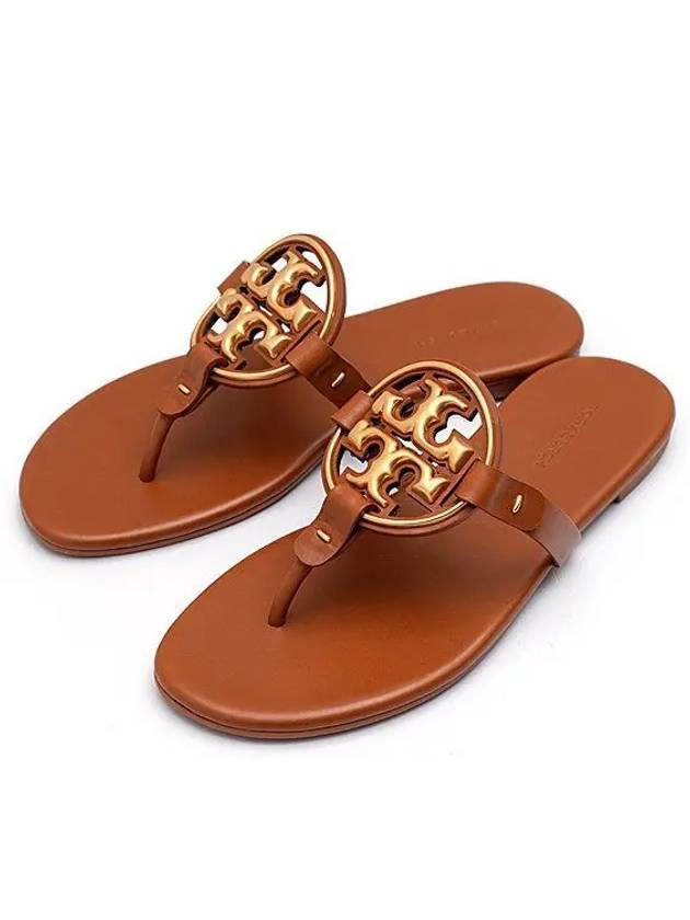 Women's Metal Miller Soft Flip Flops Brown - TORY BURCH - BALAAN 2