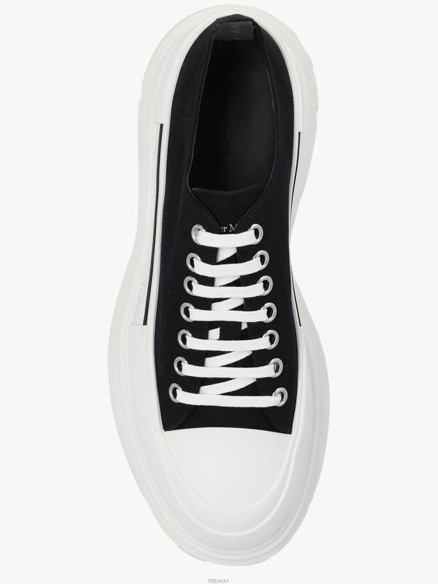 Tread Slick Platform Low Top Sneakers Black White - ALEXANDER MCQUEEN - BALAAN 6