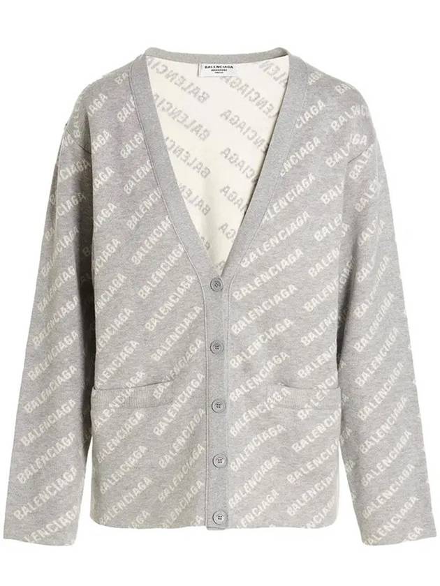 wool over logo pattern cardigan Grey - BALENCIAGA - BALAAN.