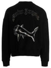 Men's Split Shark Crew Neck Sweatshirt Black - PALM ANGELS - BALAAN 5