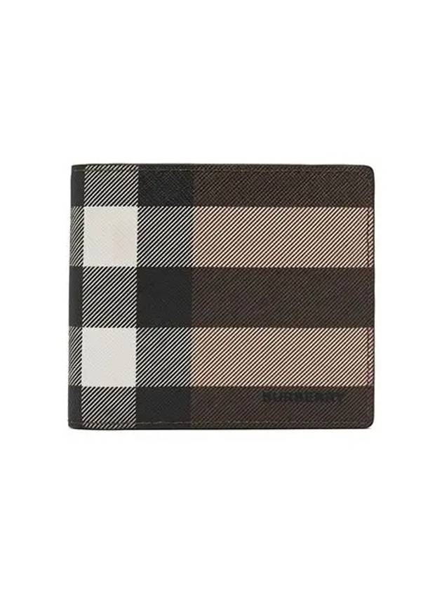 Check Leather International Bifold Wallet Dark Birch Brown - BURBERRY - BALAAN 3