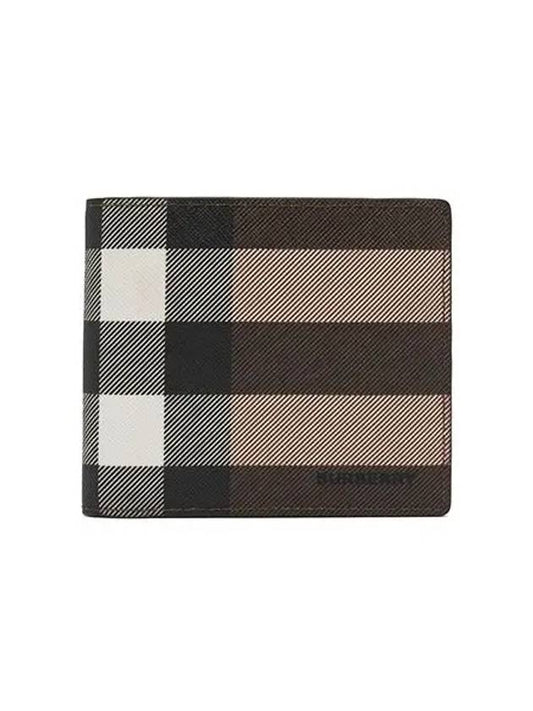 Check Leather International Bifold Wallet Dark Birch Brown - BURBERRY - BALAAN 2