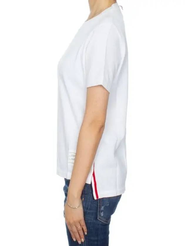 Center Back Stripe Classic Cotton Pique Relaxed Fit Short Sleeve T-Shirt White - THOM BROWNE - BALAAN 5