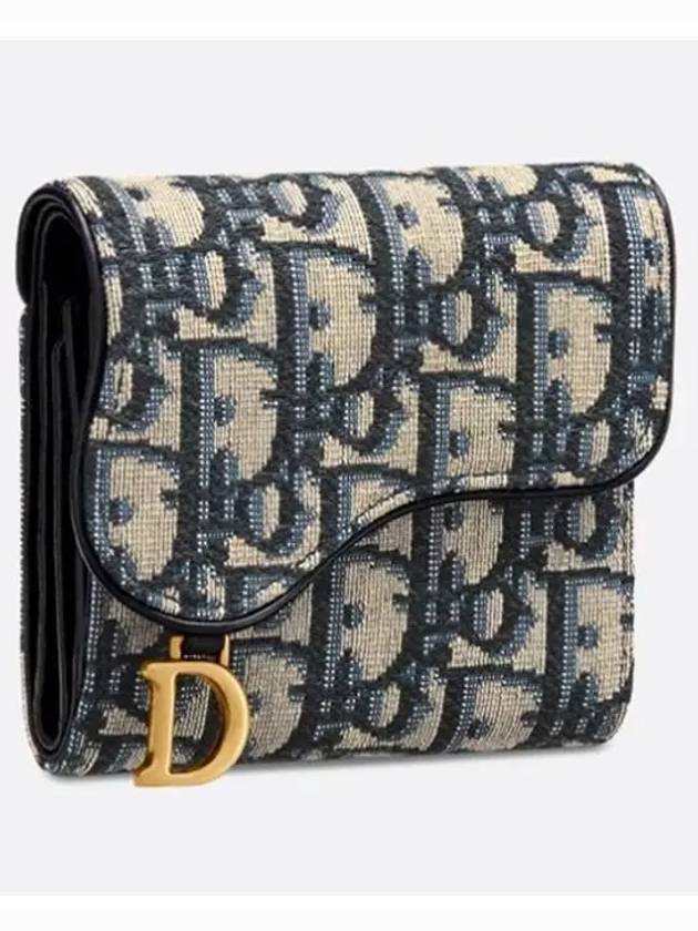 Saddle Lotus Wallet Blue  Oblique Jacquard - DIOR - BALAAN 3