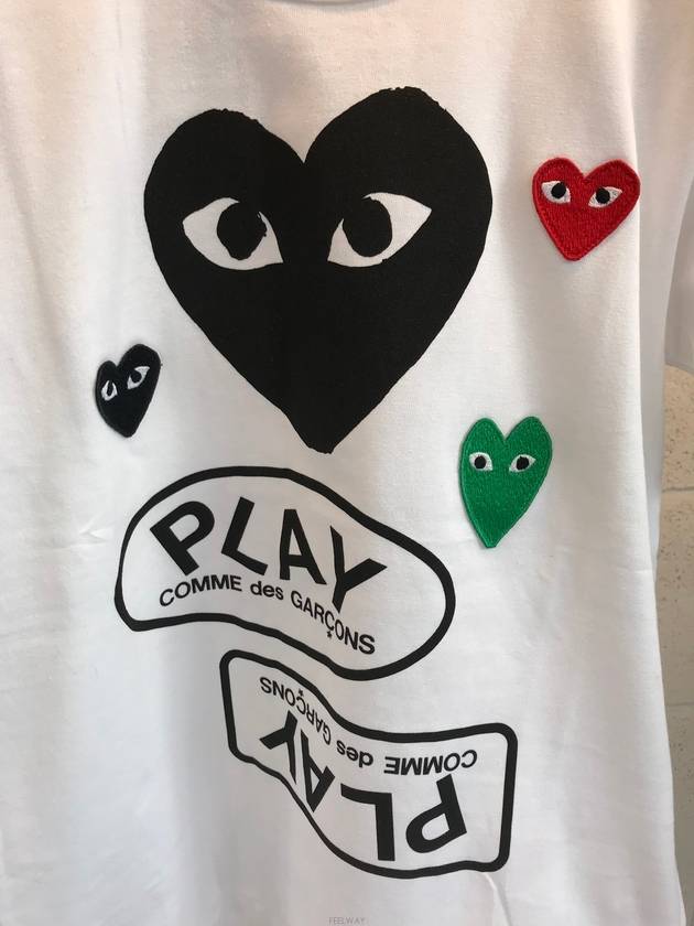 Men's Multi Heart Waffen Short Sleeve TShirt P1T280WHITE 1 - COMME DES GARCONS PLAY - BALAAN 5