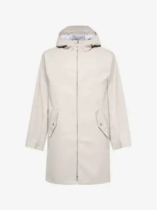 Waterproof Cotton Twill T-Dart Hooded Jacket Khaki - THOM BROWNE - BALAAN 2