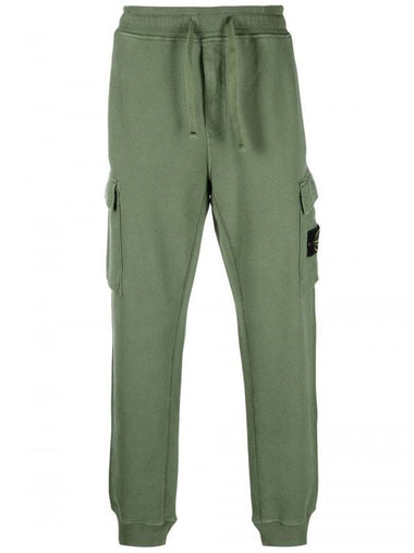 Garment Dyed Cotton Fleece Track Pants Olive - STONE ISLAND - BALAAN 1