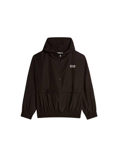 Men's Back Logo Hooded Windbreaker Black - GOLDEN GOOSE - BALAAN 2