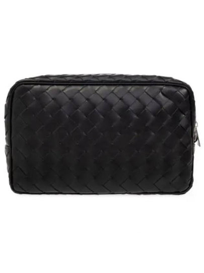 Intrecciato Zipper Leather Pouch Bag Black - BOTTEGA VENETA - BALAAN 2