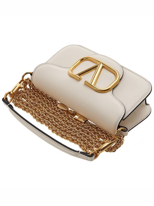 V Logo Buckle Calfskin Small Shoulder Bag Ivory - VALENTINO - BALAAN 5