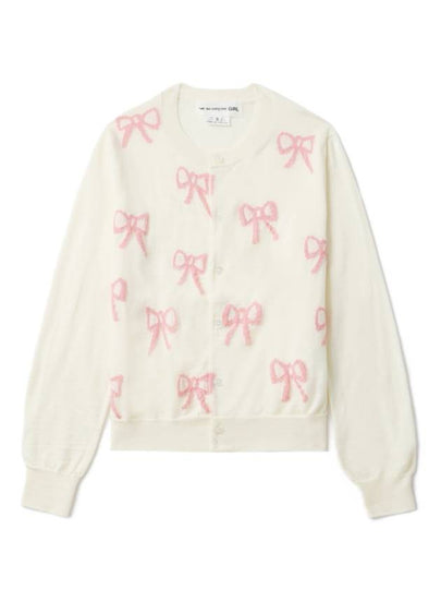 Ribbon Intarsia Knit Cardigan White - COMME DES GARCONS - BALAAN 2