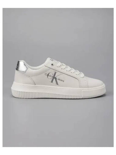 JEANS Women s White Silver Malmo Sneakers YW01224 YBR - CALVIN KLEIN - BALAAN 1