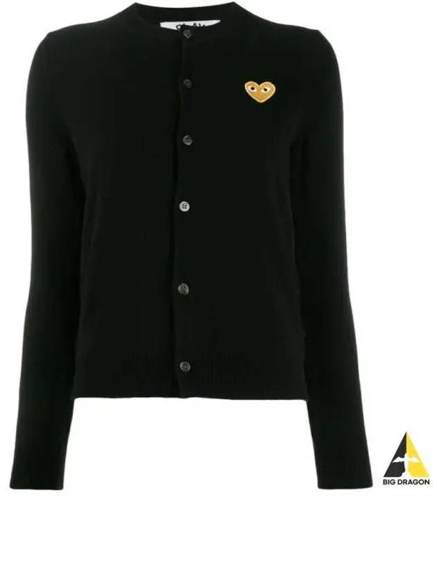 AZ N049 051 1 P1N049 AX Gold Heart Wappen Wool Cardigan - COMME DES GARCONS - BALAAN 1