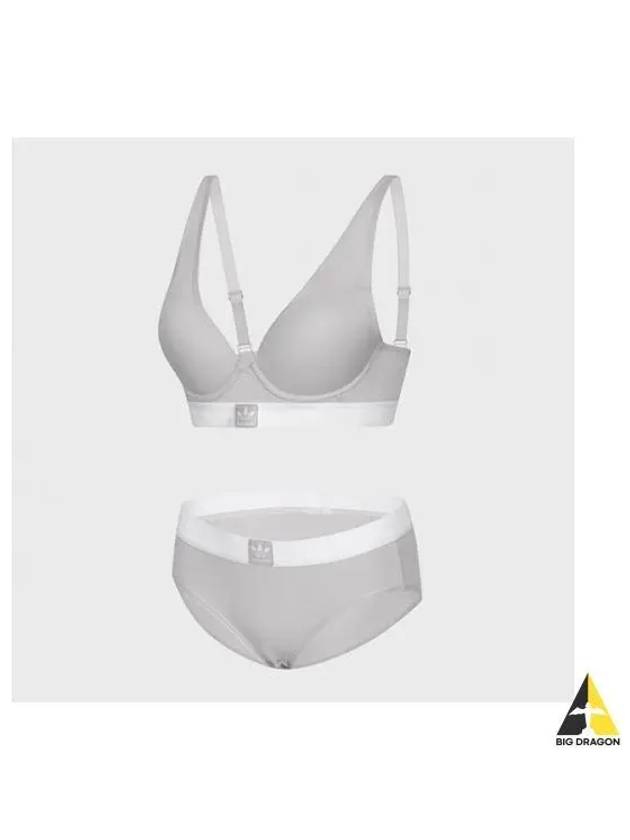 adidas UNDERWEAR No Wire Trefoil Vivid Bra Panties 1 Set M GY - ADIDAS - BALAAN 1