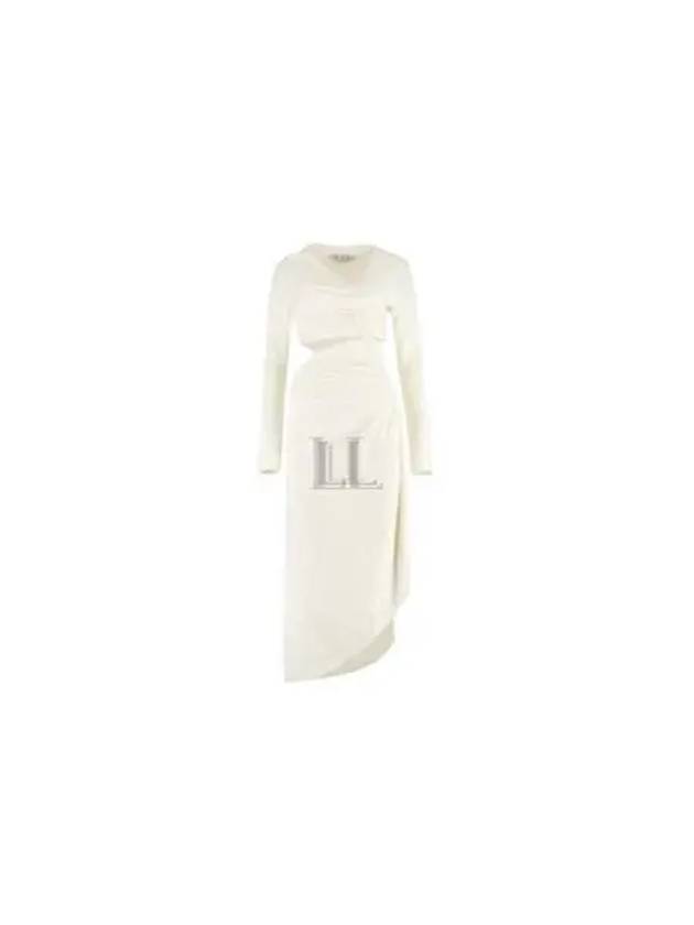 Draped Cut-Out Midi Dress White - OFF WHITE - BALAAN 2