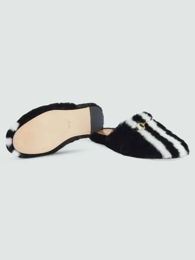 Horsebit 3 Striped Fur Mule Black - GUCCI - BALAAN 6