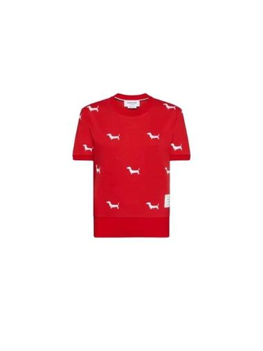 Hector Cotton Milano Short Sleeve T-Shirt Red - THOM BROWNE - BALAAN 1