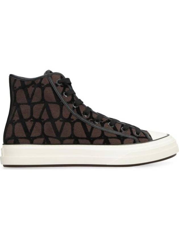 Men's Iconographe Canvas High Top Sneakers Brown - VALENTINO - BALAAN 2