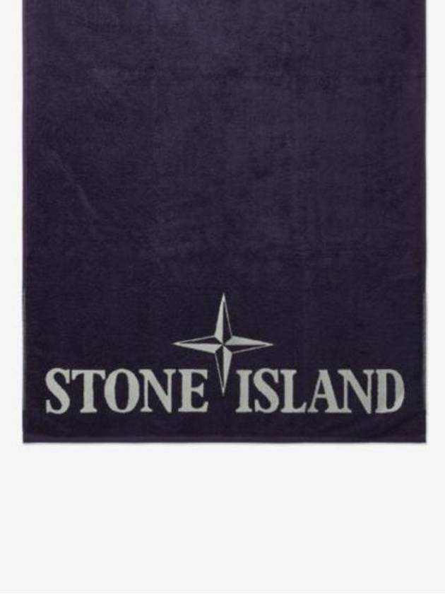 Cotton Terry Logo Beach Towel Purple - STONE ISLAND - BALAAN 3