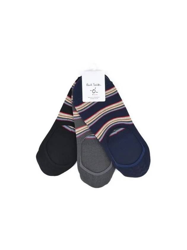 Striped 3 Pack Fake Socks Black Navy Grey - PAUL SMITH - BALAAN 2