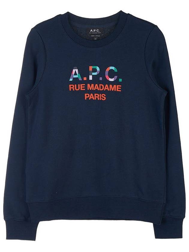 Women's Color Block Logo Sweat Sweatshirt Navy - A.P.C. - BALAAN 10