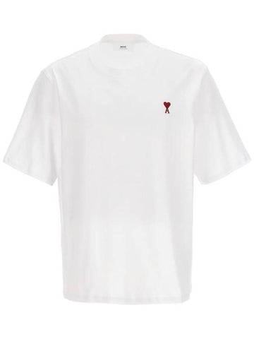 Small Heart Logo Boxy Fit Short Sleeve T-Shirt White - AMI - BALAAN 1