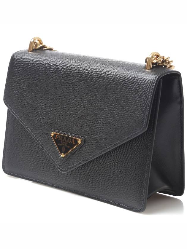 Saffiano Leather Envelope Chain Shoulder Bag Black - PRADA - BALAAN 3