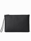 Intrecciato Strap Clutch Bag Black - BOTTEGA VENETA - BALAAN 2