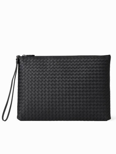 Intrecciato Strap Clutch Bag Black - BOTTEGA VENETA - BALAAN 2