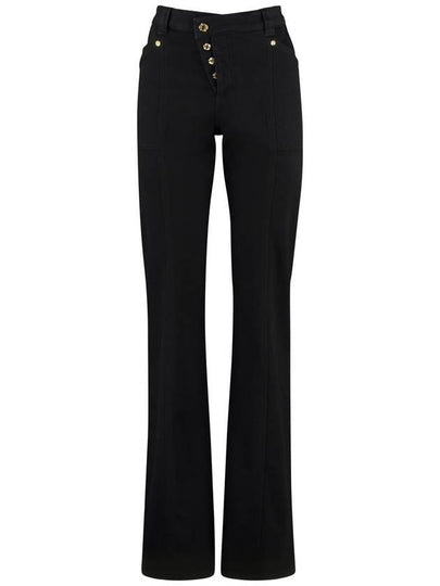 Women's Asymmetric Button Wide Jeans Black - TOM FORD - BALAAN 2