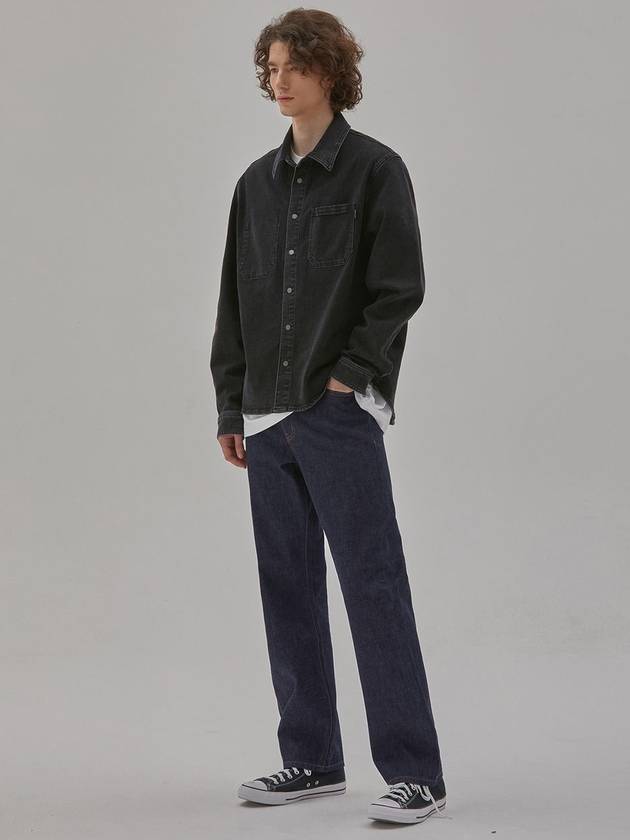 Denim semioverfit stone washed shirt black - CORK - BALAAN 3