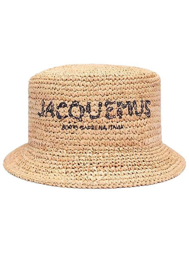 Embroidered logo bucket hat natural - JACQUEMUS - BALAAN 1