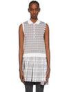 Check Silk Cotton 4 Bar Sleeveless Polo Shirt Grey - THOM BROWNE - BALAAN 2