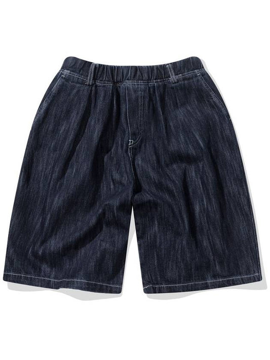 TWO TUCK VINTAGE SLUB DENIM SHORTS DEEP INDIGO - CITYSTREET - BALAAN 1