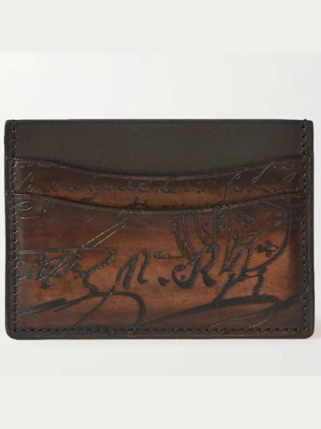 Scritto Scritto Leather Card Holder Wallet Brown - BERLUTI - BALAAN 1