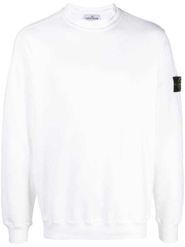 Stretch Cotton Fleece Mock Turtleneck Sweatshirt White - STONE ISLAND - BALAAN 1