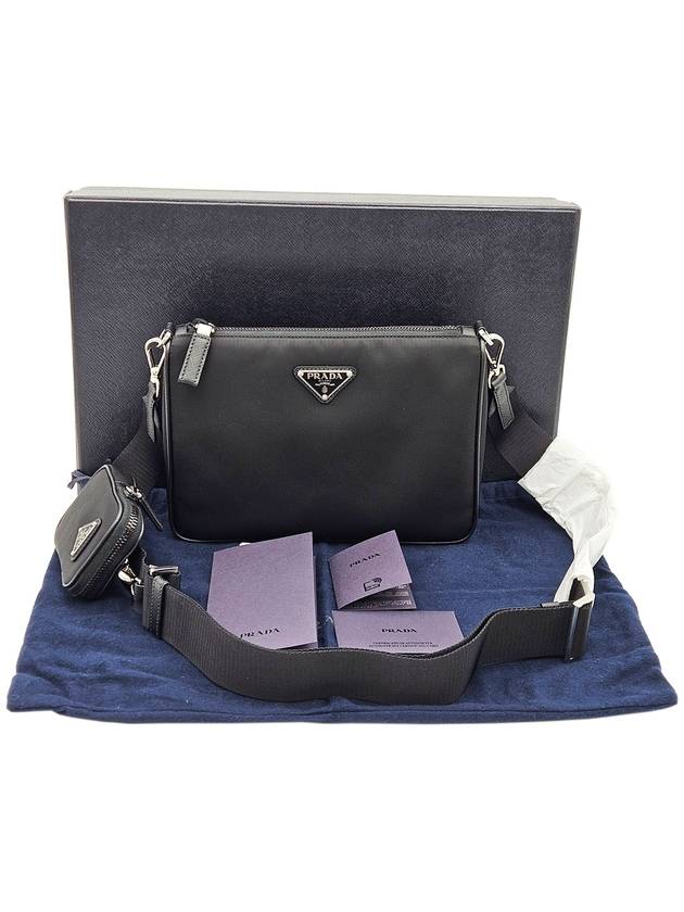 Prada 2VH113 Black Re Nylon Saffiano Leather Triangle Logo 2WAY - PRADA - BALAAN 2